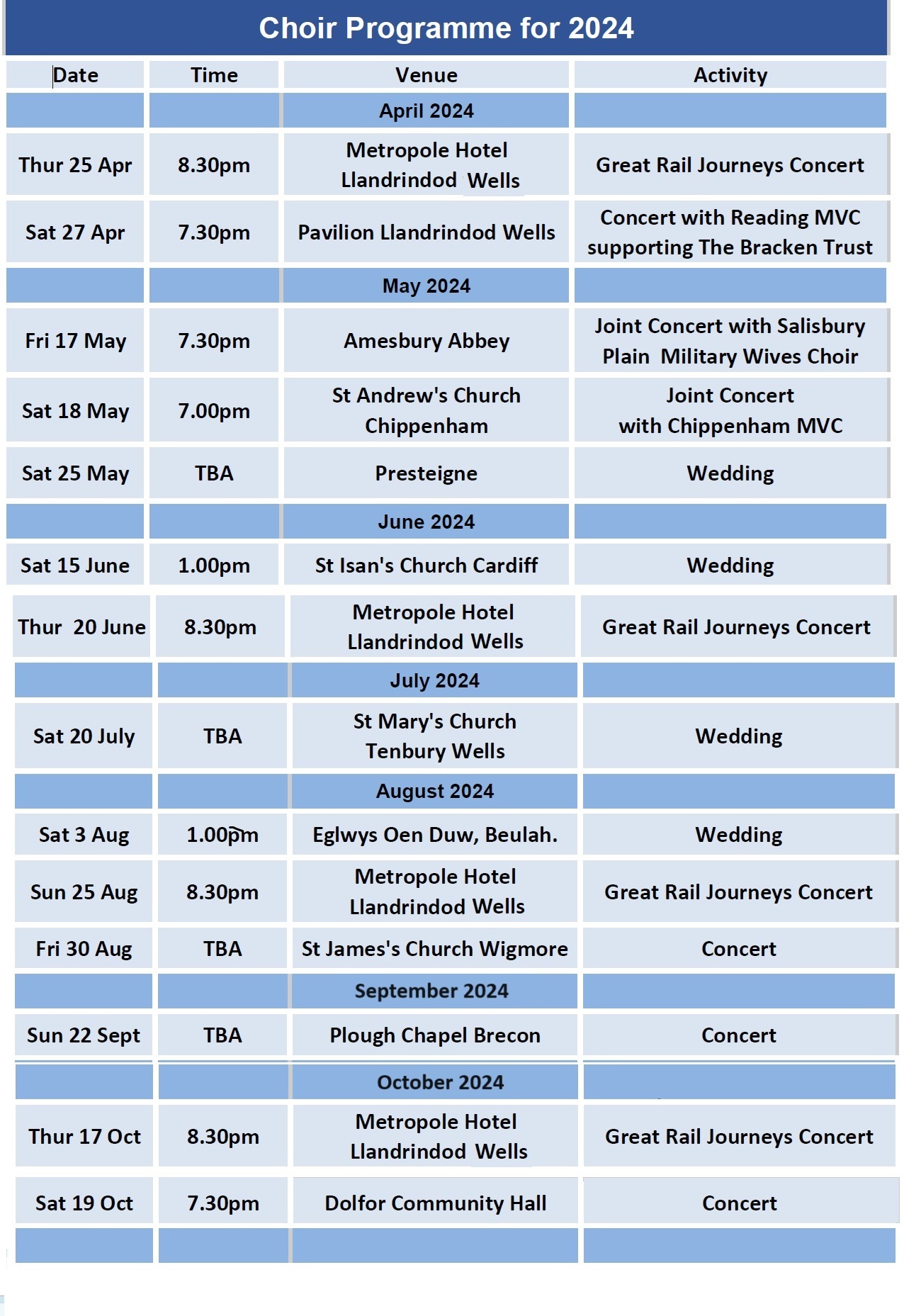 2024 Events programme